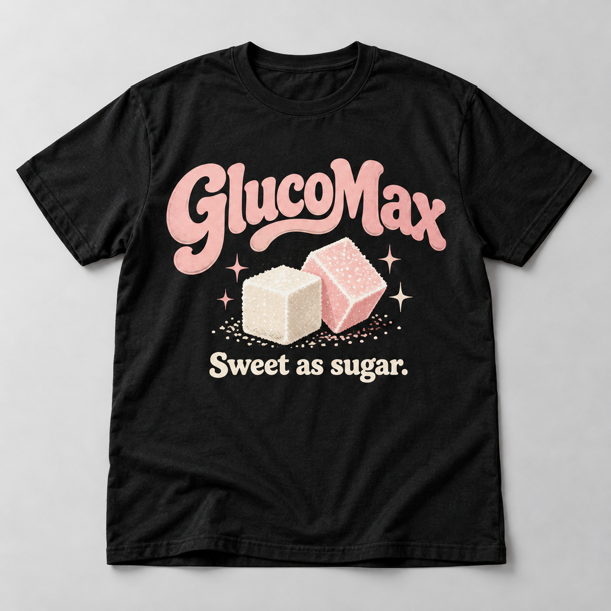 GlucoMax “Sweet as Sugar” Retro Graphic T-Shirt- Black